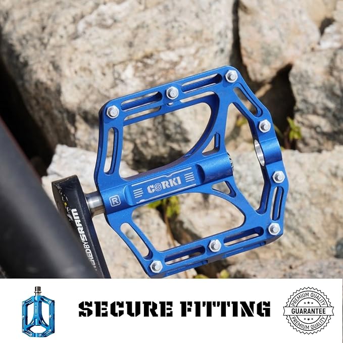 Corki Cycles TOPO Titanium Flat Platform Mountain Bike Pedals - 9/16”