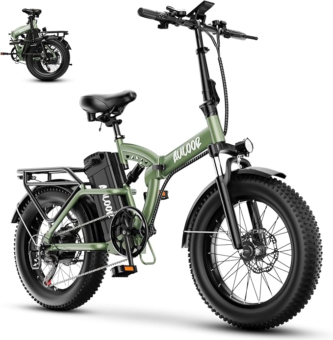 1000W Folding Electric Bike,48V 20AH Removable Battery E Bike,30+MPH,80 Miles Max Range Electric Bike for Adults,20" Fat Tire Foldable ebike,Adult Electric Bicycle for Commute Beach Snow