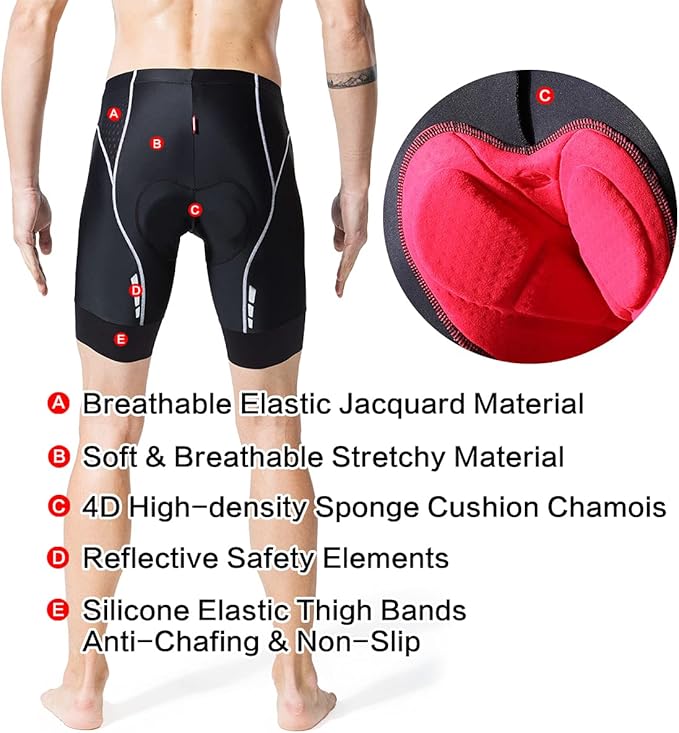Souke Sports Men's Cycling Shorts Padded Bike Half Pants Bicycle Biking Tights