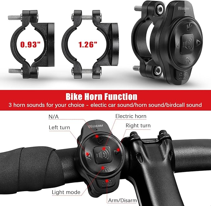 WSDCAM Bike Cargo Rack Tail Light with Turn Signals and Brake Light, Wireless Bike Horn Alarm, Auto On/Off USB C Rechargeable Bicycle Tail Light Rear Rack Bike Light Turn Signal Lights for Road Safety