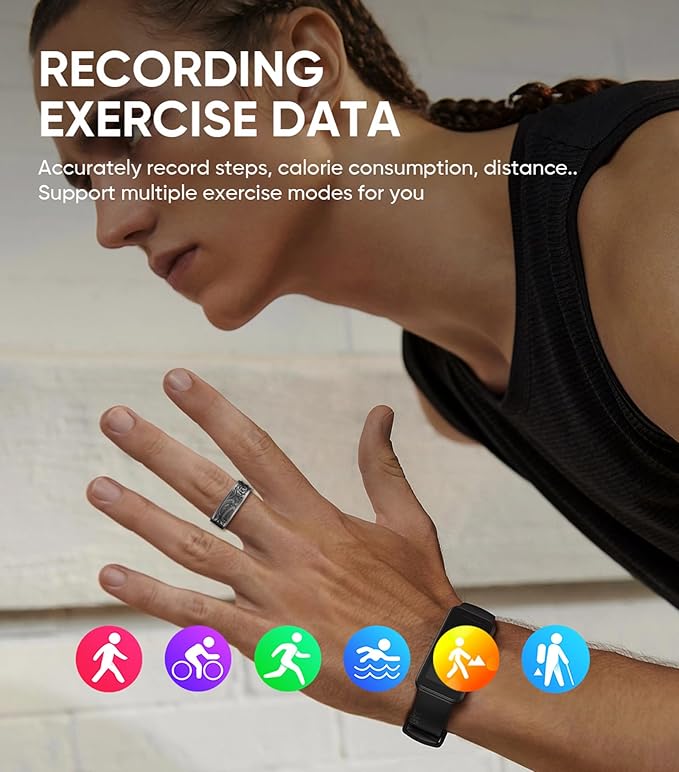 Smart Ring for Men Smart Ring Women Heart Rate Monitor Sleep Tracker Health Ring Fitness Tracker Gesture Control GPS Pedometer Calories Step Counter IP68 Waterproof Compatible with iOS Android Phones