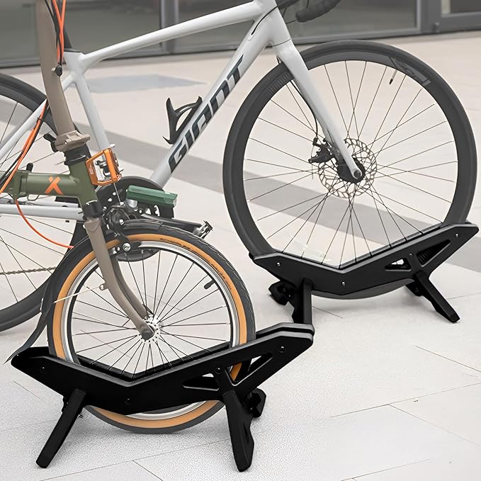 Adjustable Bike Floor Stand for 16"–29" Mountain & Road Bicycles, Foldable and Portable, Ideal for Indoor & Outdoor Garage Storage (Black)