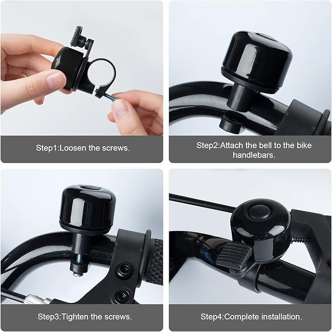 Bike Bell 2 Pack with Loud Melodious Sound Classic Mini Bicycle Bell for Kids Adults Bike Horn for Road, Mountain Bike for Scooter, MTB, BMX