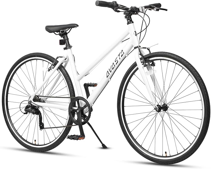 AVASTA Populus 700C Road Bike for Women with Kickstand, 15 17 Inch Lightweight Step Through Aluminum Alloy Frame, 7-Speed Drivetrain, Multiple Colors