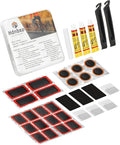35 Pcs Bike Tire Repair Kit, Bicycle Inner Tube Patch Kit with Tire Lever and Adhesive Patches, Road Bike Flat Tire Patch Kits - Portable Case for Ebike, Motorcycle & Cycling Inflatable Tubes