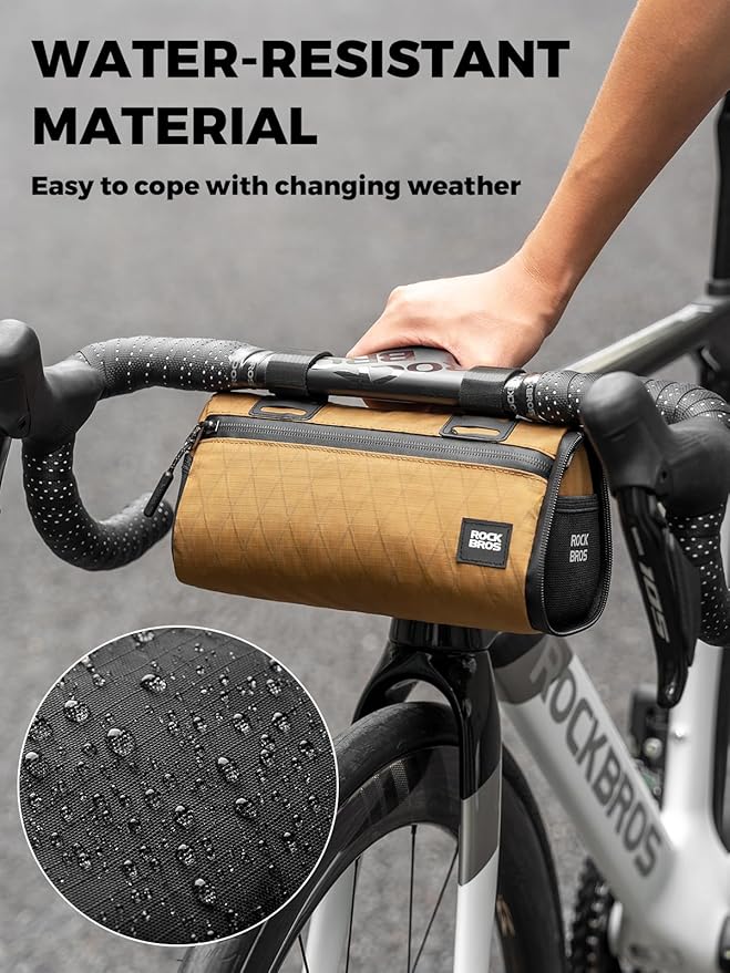 ROCKBROS Bike Handlebar Bag, 2L Large Capacity Handlebar Bags for Bicycles, 2 In 1 Multifunctional Bike Frame Bag, Separated Bike Saddle Bag