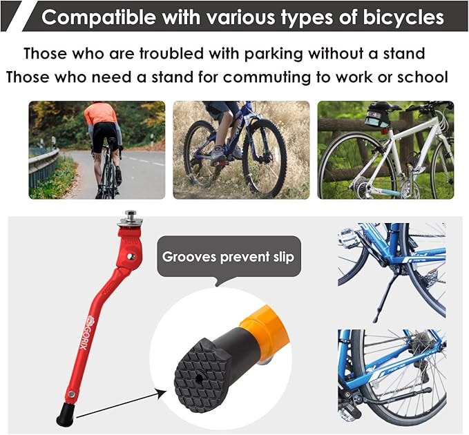GORIX Bike Kickstand Side Road Mountain Bicycle Adjustable Portable(GX-KC22AAJ-Z(Global Edition))