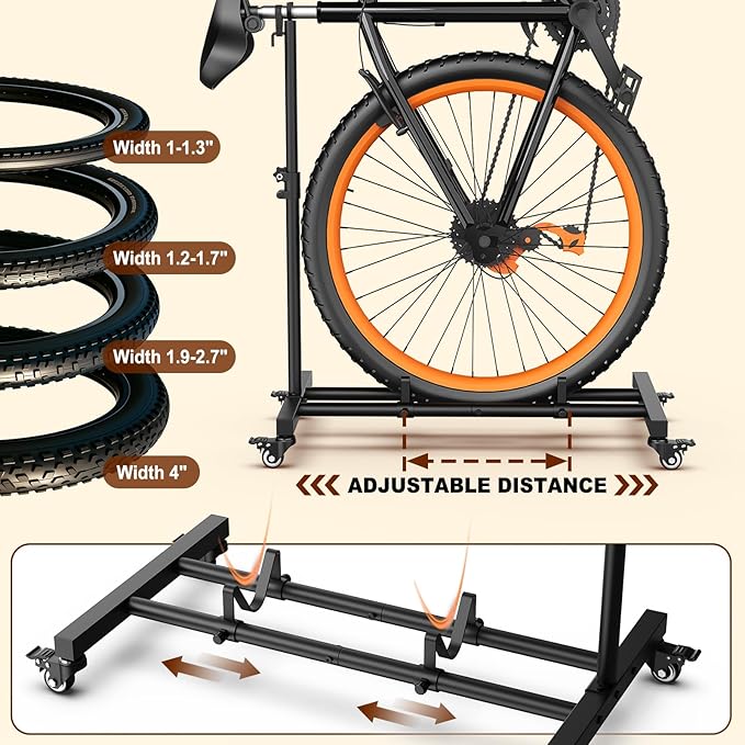 Vertical Bike Stand, Freestanding Upright Bicycle Floor Rack with Adjustable Height, Space-Saving Indoor Bike Holder for Garage & Apartment, Compatible with MTB & Road Bike Wheels up to 29-Inch