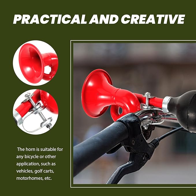 Loud Squeeze Air Horn Portable Red Vintage Bicycle Bell for Mountain and Road Bikes Safe Riding Accessories