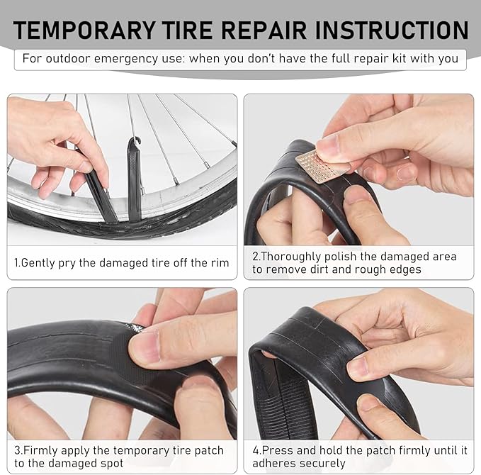 Bike Tire Repair Kit, 101 Pcs Bicycle Tube Patch Kit with Vulcanizing Patches & Tire Repair Glue, Portable Inner Tube Repair Kit for Mountain Road Bike, Motorcycle & Inflatable Tires