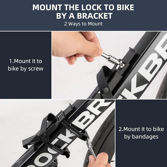 ROCKBROS Folding Bike Lock, Bicycle Lock Heavy Duty Anti Theft, Bike Locks with Mounting Bracket, Durable Alloy Scooter Lock,67 cm/26 inches