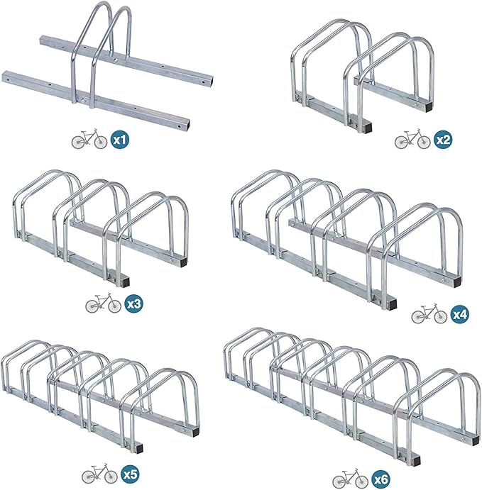 ZENY 6 Bike Rack Bicycle Floor Parking Stand for Mountain Bike Road Bike Indoor Outdoor Garage, Adjustable Bicycle Storage Organizer Stand