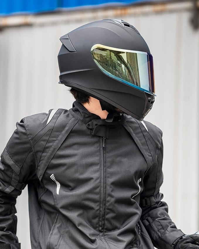 Motorcycle Helmets for Adult Men Women, Full Face Lightweight Street Bike Racing DOT Helmet with Extra Clear Visor Model AU-T801