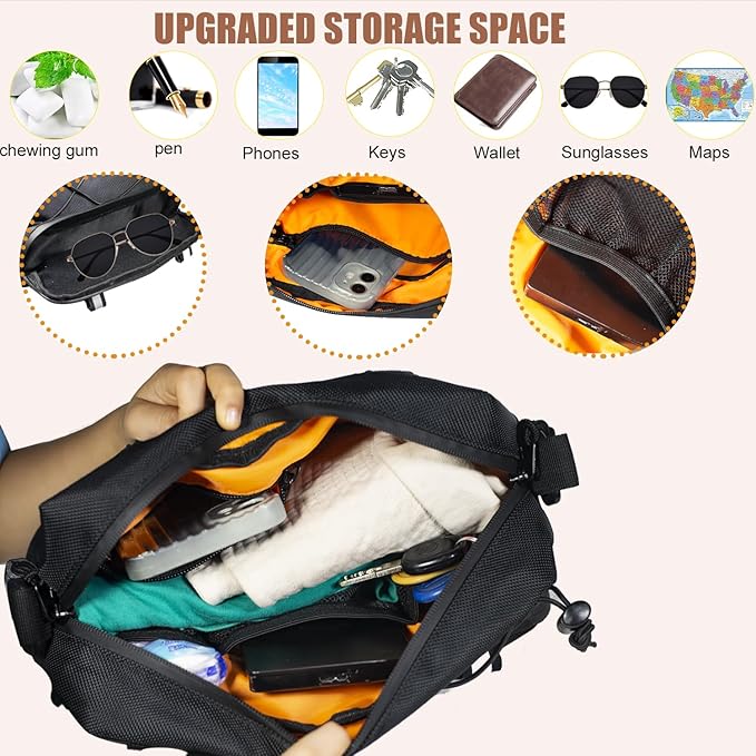 Universal Black Motorcycle Handlebar Bag - Water-resistant American Flag 1680D Tool Bag for Motorbike, Cruiser, Softail, Dyna, Sportsters, Dirt Bike, ATV