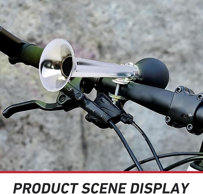 Bike Horn, Classic Waterproof & Rustproof Metal Squeeze Horn with Loud Sound, Plug & Play Handlebar Mount Speaker, Universal for Adult, Kids Bicycles (Silver)