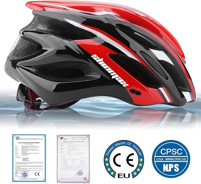 Bike Helmet Men Women, Shinmax Bicycle Helmet with Rear Light and Detachable Visor