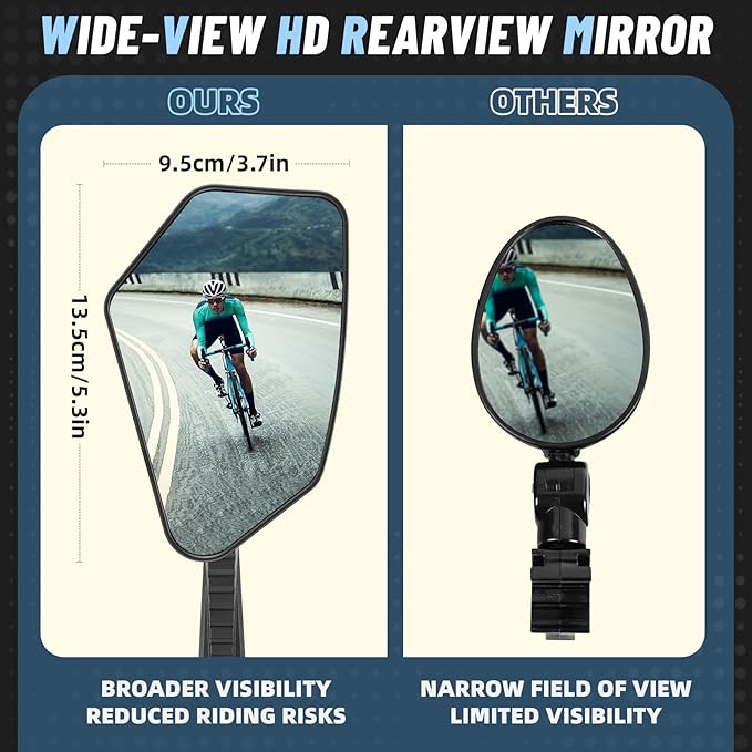 Bar End Bike Mirror 360° Adjustable Foldable Bicycle Rear View Mirror fits 15-20mm Inner Diameter, For Road Mountain E-Bike Scooter Adult（Universal for Left And Right）