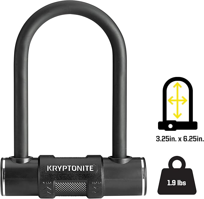 Kryptonite Bike U-Lock with Braided Steel Cable, High Security Anti-Theft Bicycle U Lock, 12mm Shackle and 8mm x4ft Length Security Cable with Keys for Scooter Road Mountain Bikes
