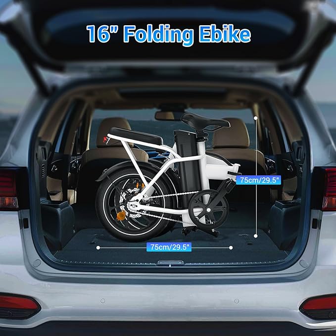 SEHOMY 2-Seat Electric Bike for Adults 630W Peak Motor, 25MPH Folding Ebike, 16" Adults Electric Bicycles with 30° Uphill, 288WH Removable Battery, 35 Miles Long Range, Commuter E Bikes Teens 14+