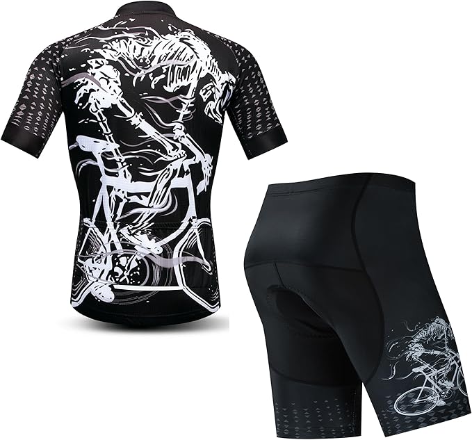 Hotlion Men's Cycling Jersey Sets Gel Pad Summer Bike Clothing Suit Breathable Bike Clothes with 3 Rear Pockets