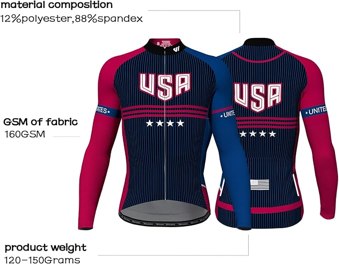 Lo.gas USA Cycling Jersey Men Short Sleeve Bike Biking Shirts American Flag Road Bicycle Clothing Full Zip with Pockets