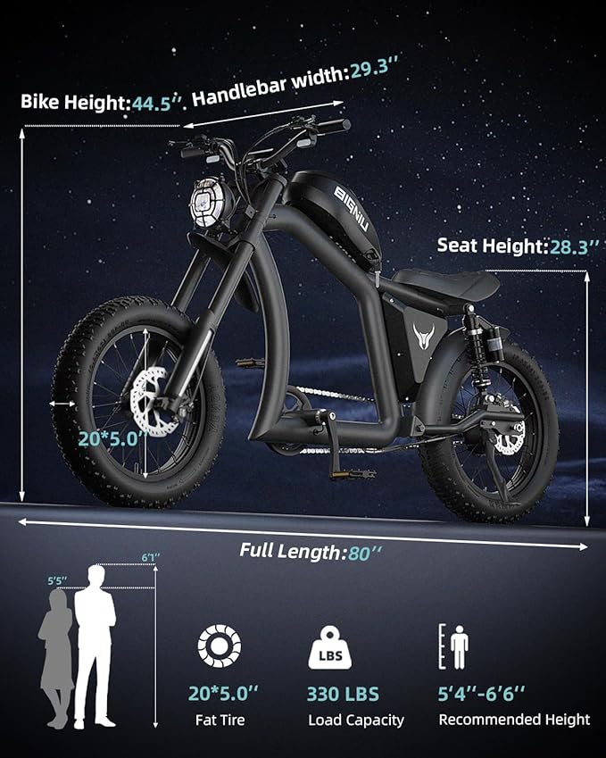 BG-X Electric Bike for Adults 1500W Brushless Motor with 48V/31.5Ah Battery, 34+ MPH Up to 40 Miles Range 20" *5" Fat TireFront/Rear Turn Signal, Dual Suspension