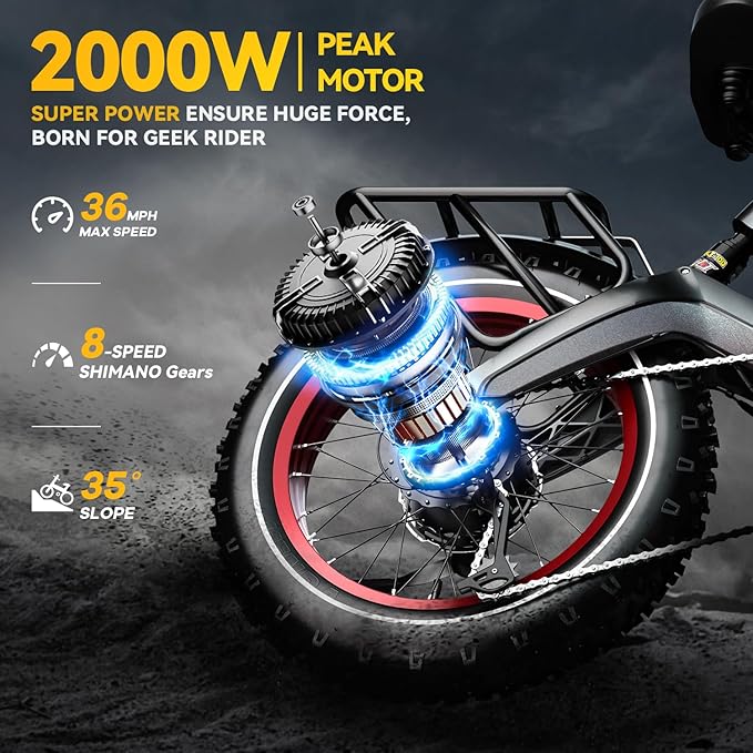 1000W(Peak 2000W) Folding Electric Bike for Adults,up to 35MPH 100Mile,48V 25Ah Removable Battery,20" x 4.0 Fat Tire Foldable Electric Bicycle,8-Speed Electric Mountain E-Bike,Commuter Ebikes