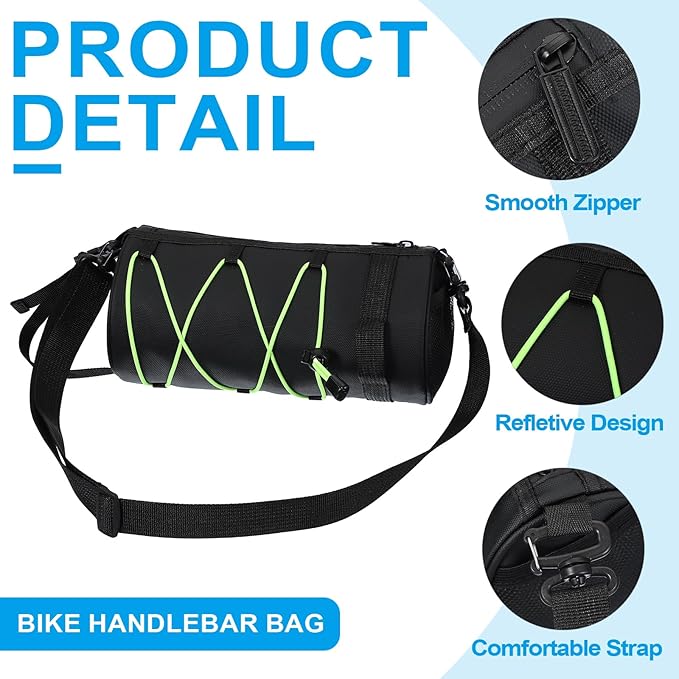 PATIKIL Bike Handlebar Bag, 2.5L Bicycle Frame Bag Waterproof Bicycle Front Pouch Accessories for Outdoor Cycling Mountain Road Bikes, Green