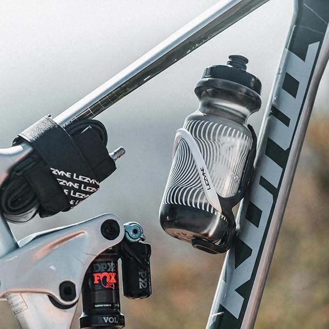 LEZYNE Matrix Team Cage - Lightweight Durable Composite Matrix Material Standard Mount Fit Left & Right Side Loading Water Bottle Holder for Road, Gravel & Mountain Bikes, Black/White