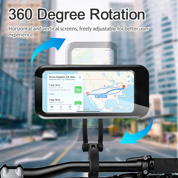 Waterproof Bike Phone Mount, Touch-Screen Bicycle Phone Holder, Universal Waterproof Cell Phone Bag 360°Rotatable Motorcycle Scooter ATV MTB Phone Mount Holder for 4.7-6.8" Smartphones