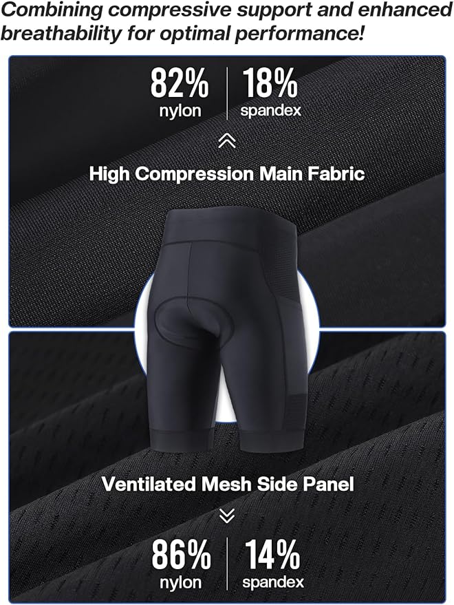 ARSUXEO 4D Padded Bike Shorts for Men Cycling Shorts with Phone Pockets Bicycle Biking Shorts