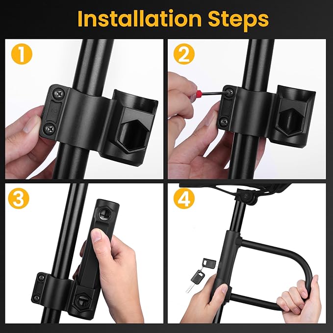 NDakter Bike Locks, 17mm Heavy Duty Anti Theft, Bike U Lock with 4FT Chain and Bracket, Electric Bicycle Lock for Scooter, 3 Keys Motorcycle Wheel Lock for Ebike, Moped, Tricycle