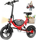 Electric Bike with Basket, 14" Folding Ebike 22 MPH, 35 Miles Range, Dual Suspension, 715W Peak Brushless Motor with 30° Uphill, Adjustable Seat, Commuter Electric Bicycle for Adults 330LBS Load
