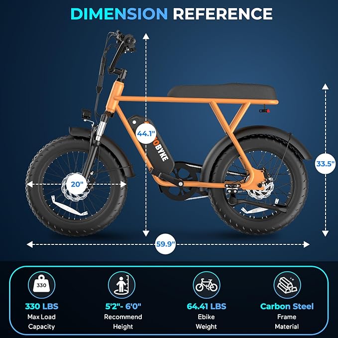 T63 Multi-Color Electric Bike for Adults & Teens, 1000W Peak Motor, 20MPH 468Wh Remove Battery,20"x4"Fat Tire Ebike, Moped Style Comfortable Electric Bikes,Long Seat E Bikes for All-Terrain