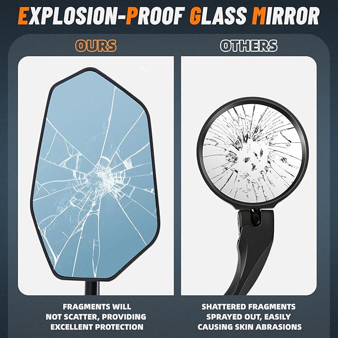 West Biking Bike Mirror, 360° Adjustable HD Shatterproof Bicycle Mirror, Aluminium Alloy Mirror Stem Provides Exceptional Stability,Handlebar-End Rear-View Mirror Suitable For E-Bike(Left)