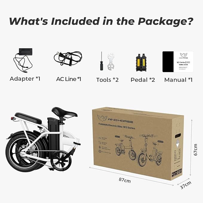 WINDHORSE 16" Folding Electric Bike for Adults, 630W Peak Electric Bicycle, 20MPH, 20-35 Miles Range, 288Wh Removable Battery, UL2849 Certified Commuter Ebike