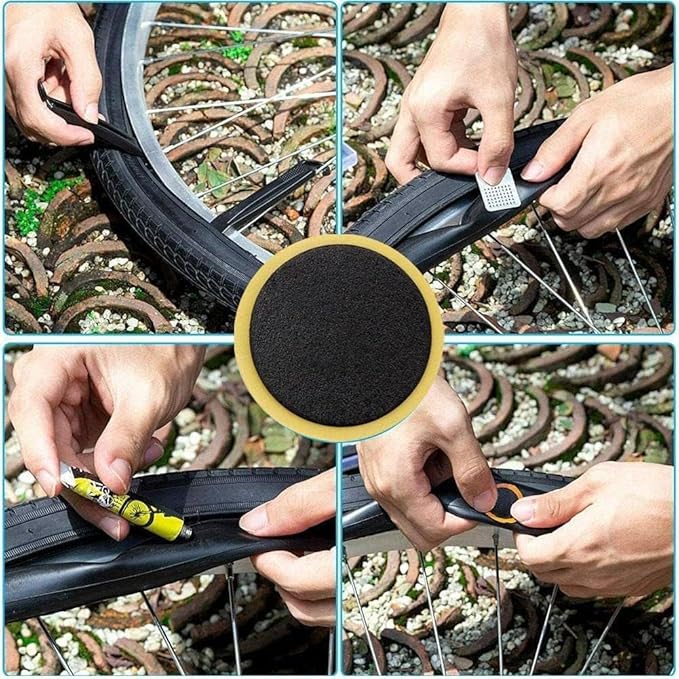 BWESOO 20 Pcs Black Bike Tire Patch Kit,Glueless Bike Repair Patch, Round for Bicycle Tube Patches,Bike Inner Tube Repair Kit,Bike Tire Repair Kits for Road and Mountain Bikes