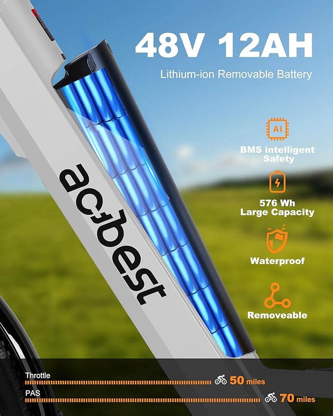 ACTBEST Electric Bike for Adults, Cores 26" Electric Commuter Bike Up to 28MPH 70 Miles, with Peak 1200W Motor, 48V 576Wh Removable Battery, 7-Speed City Cruiser Mountain E Bike for Commuting