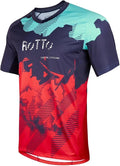ROTTO Mens MTB Jersey Mountain Bike Cycling Shirt Short Sleeve for MTB BMX Downhill Wicking Quick Dry
