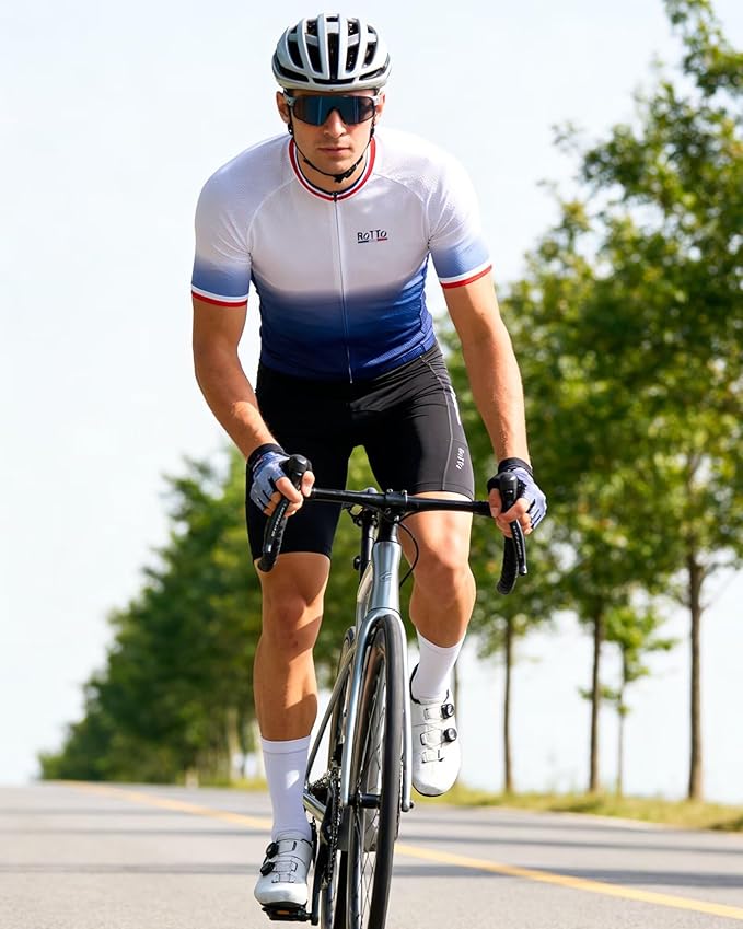 ROTTO Cycling Jersey Mens Bike Shirt Short Sleeve Gradient Color Series