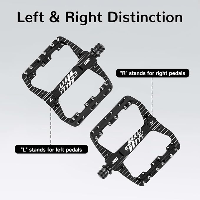 ENLEE Mountain Bike Pedals Flat, 3 Sealed Bearing Lightweight Aluminum Metal Bike Pedals 9/16", Waterproof MTB Pedals Flat with Removable Anti-Skid Nails for Adult Mountain Road BMX Bike