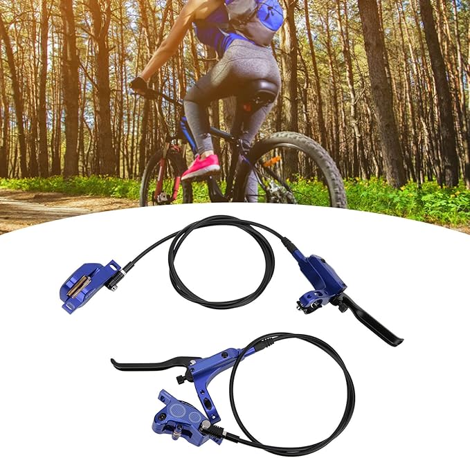 Mountain Bike Hydraulic Disc Brake Set, 4 Piston Front Rear Brake with Screw and Olive Head, Oil Needle, Mounting Column for Most Bikes