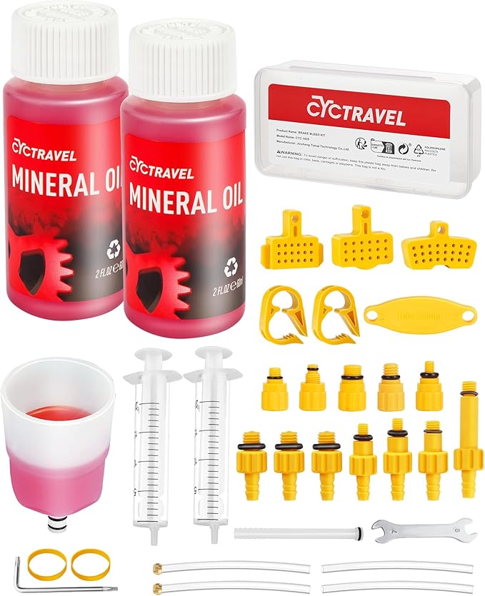 Brake Bleed Kit for Shimano, TEKTRO, TRP Hydraulic Disc Brakes, Mountain Brake Bleed Kit Including High Performance Mineral Oil Brake Fluid.