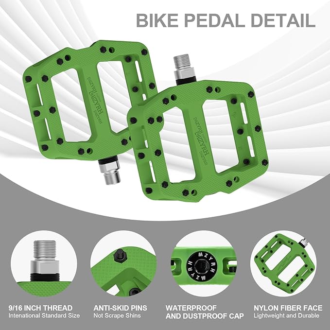 MZYRH Mountain Bike Pedals 9/16" 3 Sealed Bearings Lightweight Non-Slip Nylon Fiber Bicycle Platform Pedals for Road BMX MTB