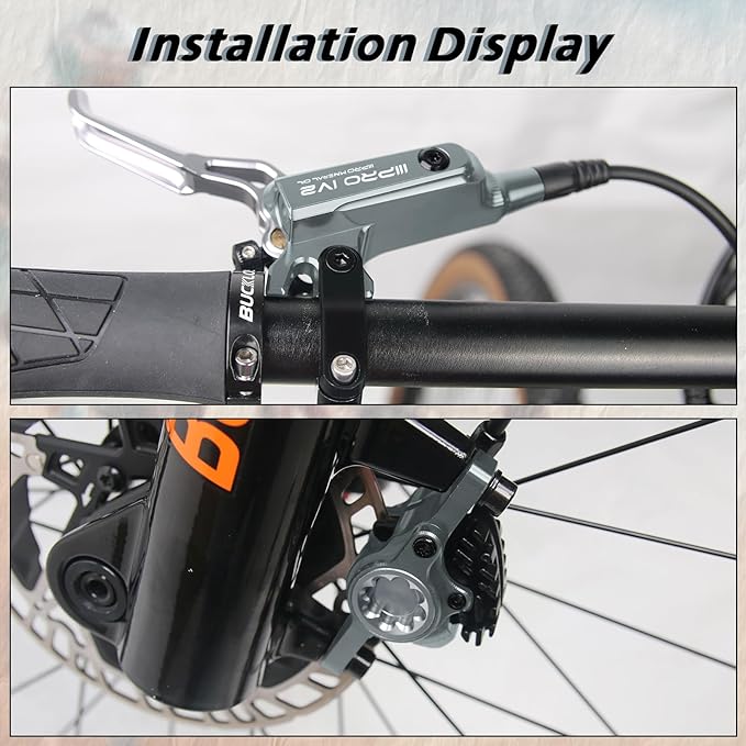 BUCKLOS IIIPRO IV2 MTB Hydraulic Disc Brake Set, 2 Piston Left Front 850mm Right Rear 1550mm Aluminum Alloy Levers Calipers for Mountain Bike/Ebike/Folding Bike/Fat Bike