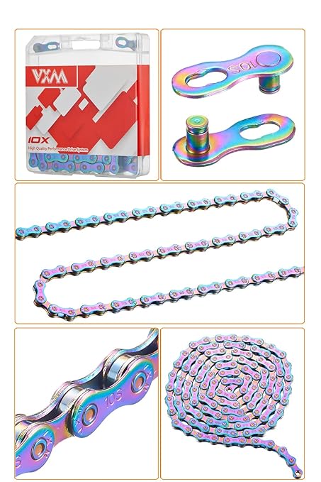 10 Speed Bike Chain Rainbow Chain for Bike 1/2" x11/128 116 Links Lightweight Bicycle Chain，Bike Chains MTN BTX MTB Mountain Bike Road Bicycle Chain