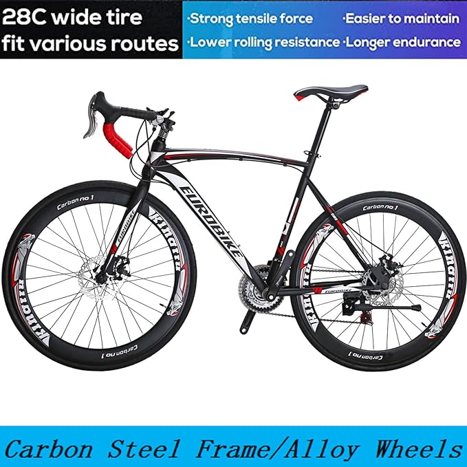 EUROBIKE Road Bike TSM XC550 Bike 21 Speed Dual Disc Brake 54CM 3-Spoke Wheels Bicycle……