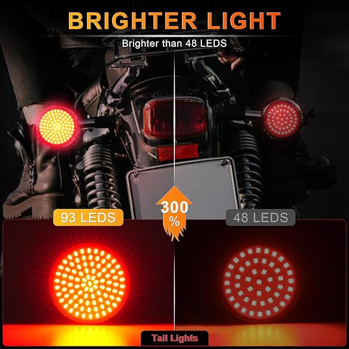 LivTee 1157 LED Turn Signals, 2 Pack Motorcycle, Fits Harley Davidson, Road Glide, Street Glide, Sportster, Red