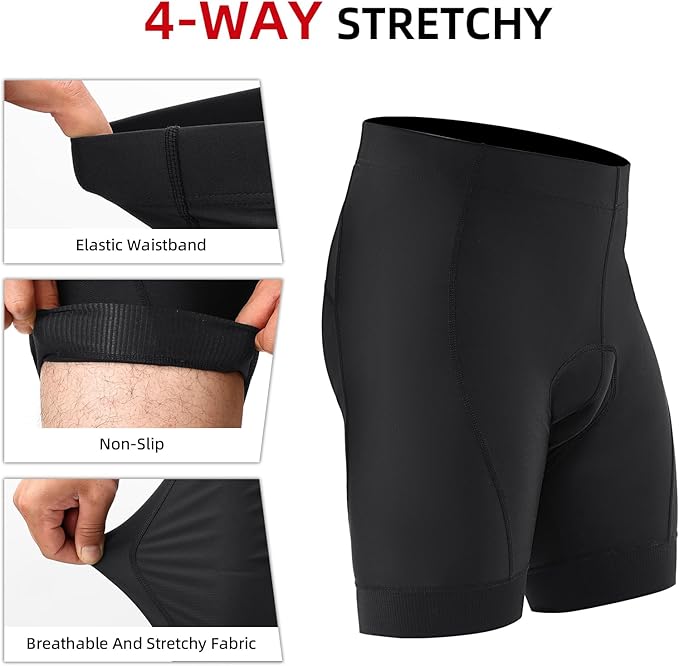 Men's Cycling Shorts, Padded Bicycle Riding Pants Bike Shorts Biking Clothes Cycle Wear Tights
