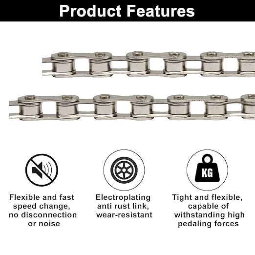 Murtenze Single Speed Bike Chain 1/2 x 1/8 Inch 114 Links Bike Chain for Road Mountain Racing Cycling/Bikers